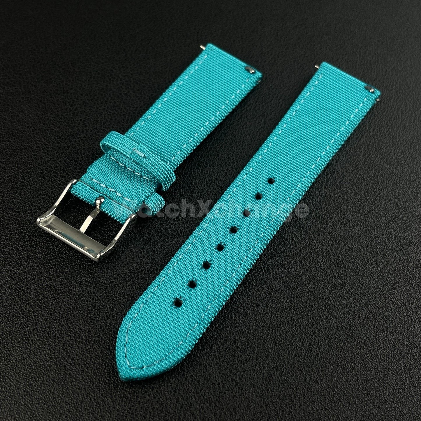 Teal Blue Watch Strap Band Nylon Canvas Sailcloth Quick Release 20mm 22mm 24mm