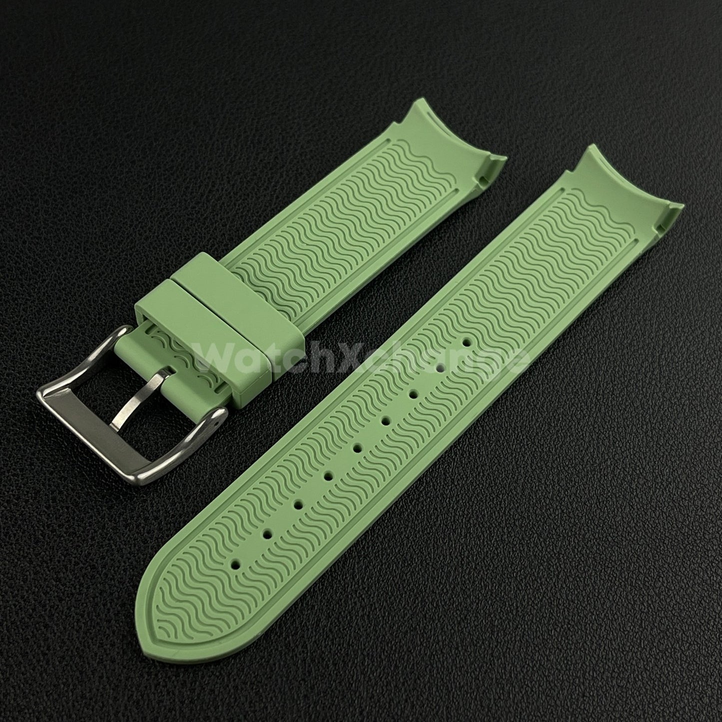 Green 20mm Silicone Rubber Curved End Watch Strap Band For Omega Rolex