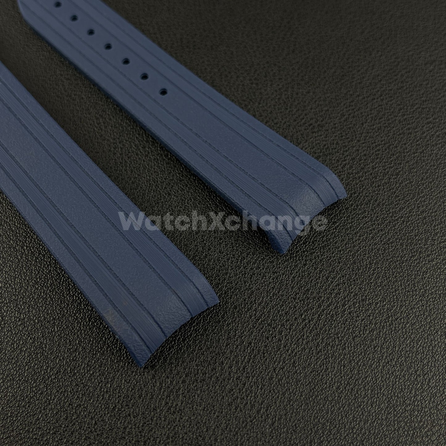 Blue Omega Seamaster 41mm 300M Silicone Rubber Curved End Strap 20mm With Clasp