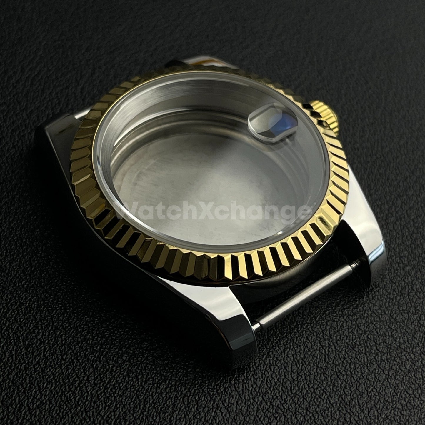 39mm Silver & Gold Watch Case Fluted Modified Sapphire for NH35/NH36 Movement