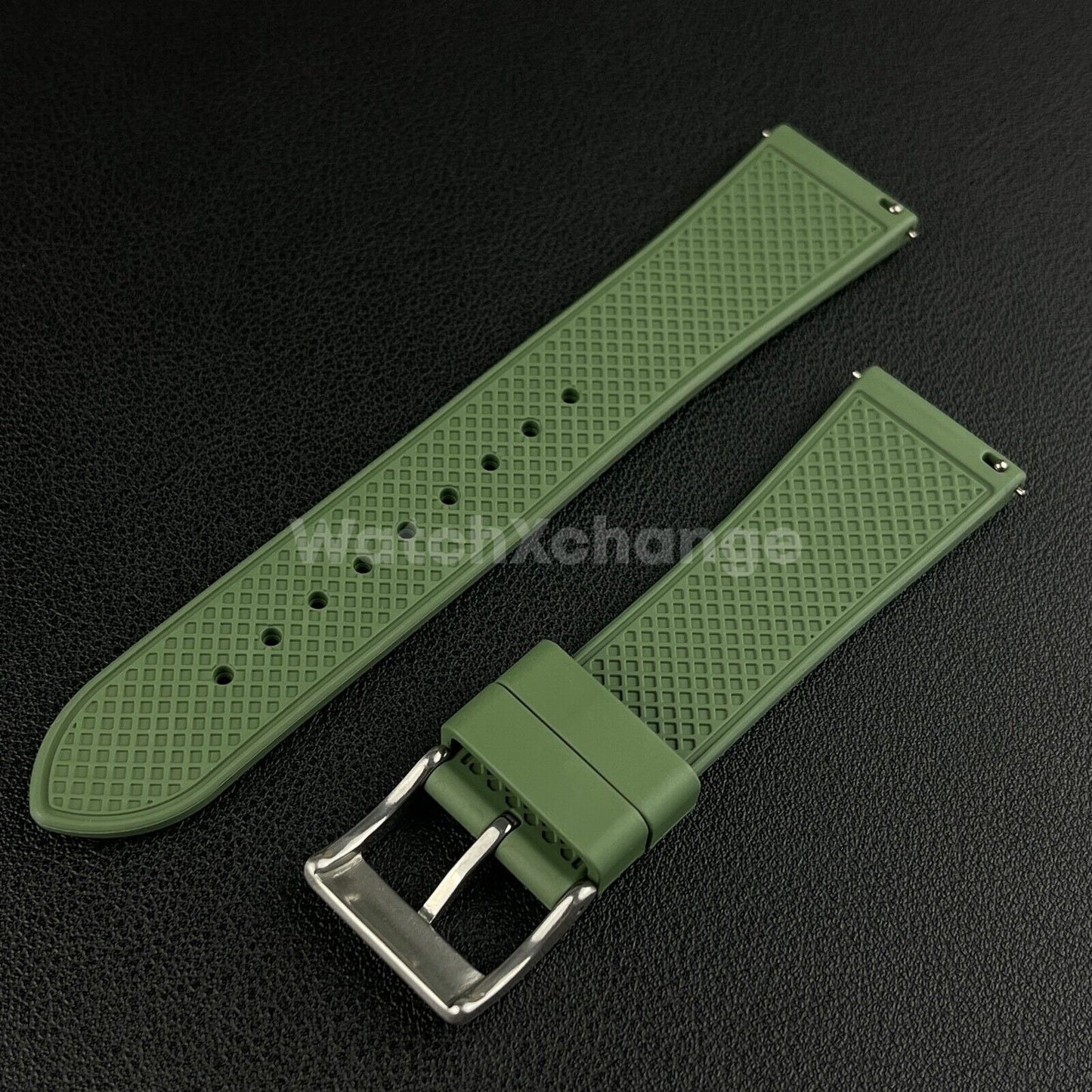 Green Premium Silicone FKM Rubber Watch Strap Band 20mm 22mm Quick Release