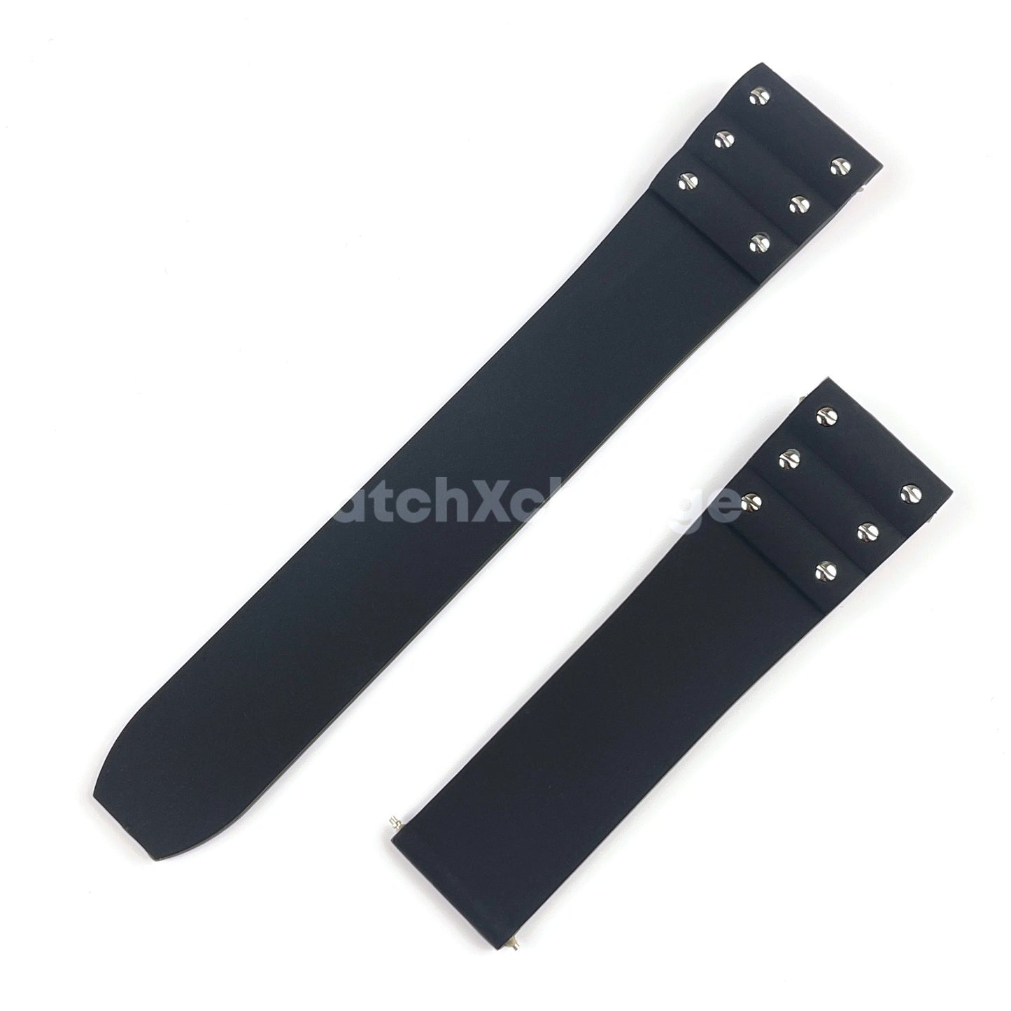 Black 21mm Silicone Rubber Watch Strap For Cartier Santos