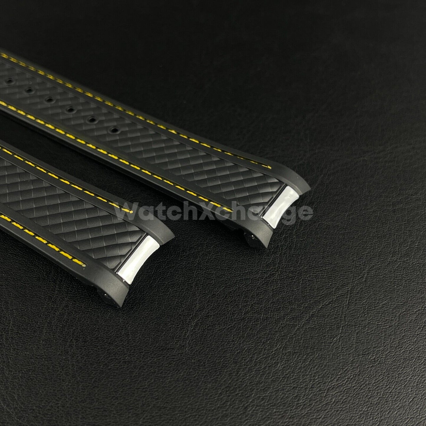 Black Yellow Silicone Rubber Watch Strap For Omega Seamaster Aqua Terra 19/20mm