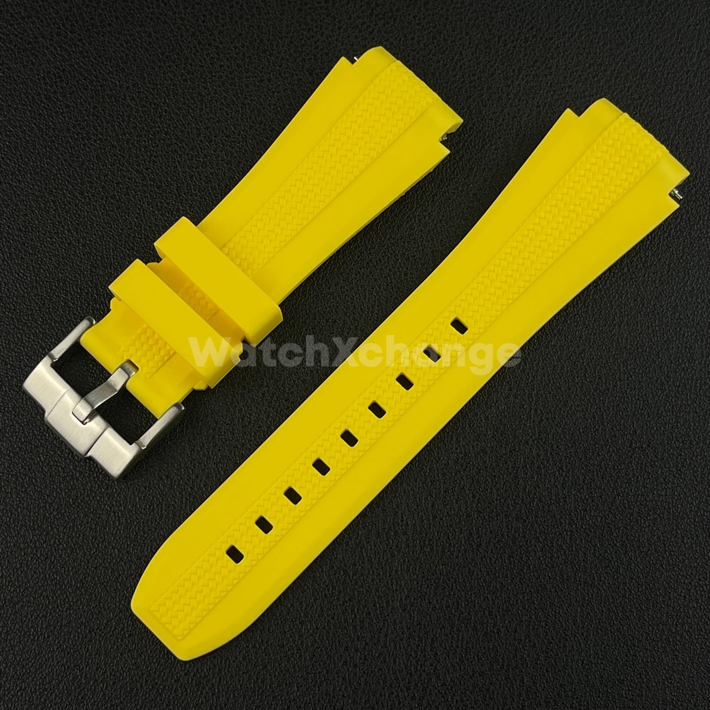 Yellow 20mm Silicone Rubber Curved End Watch Strap Band For Omega Rolex