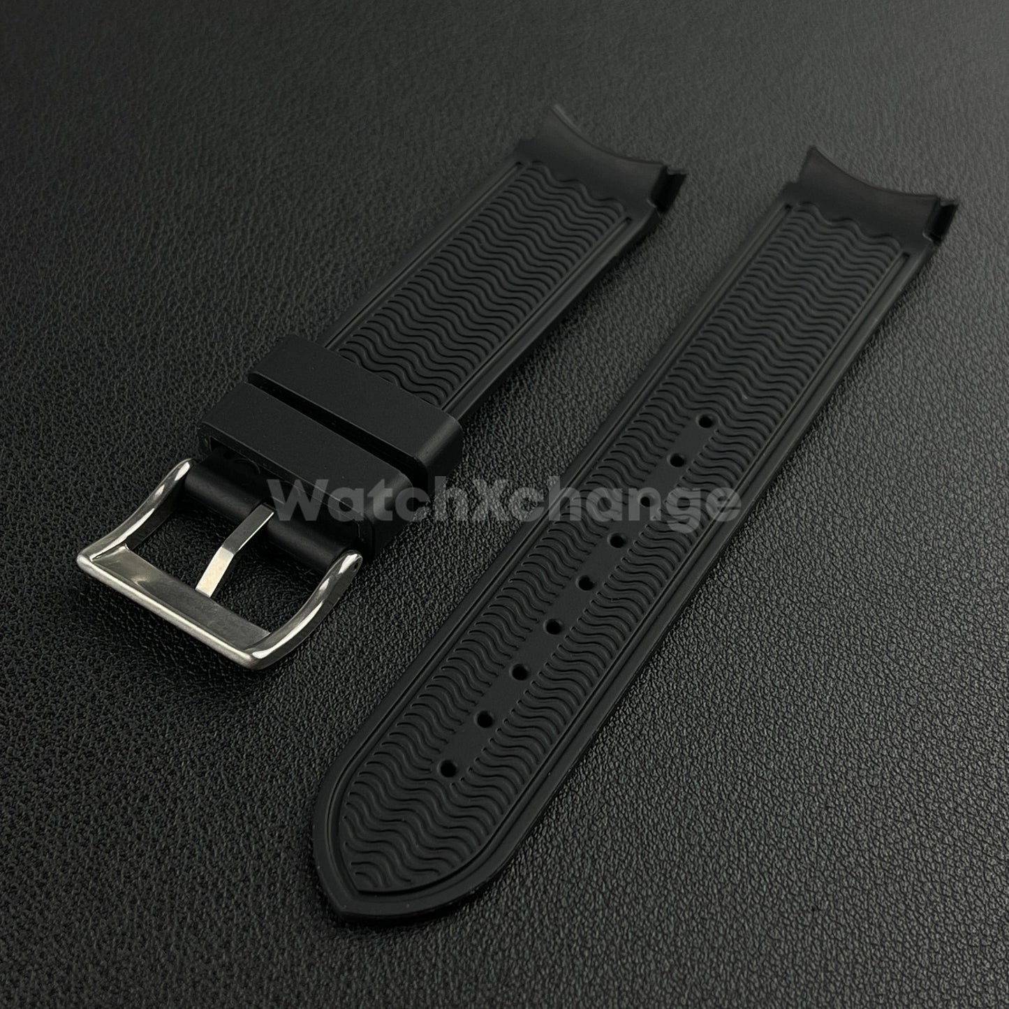 Black 20mm Silicone Rubber Curved End Watch Strap Band For Omega Rolex