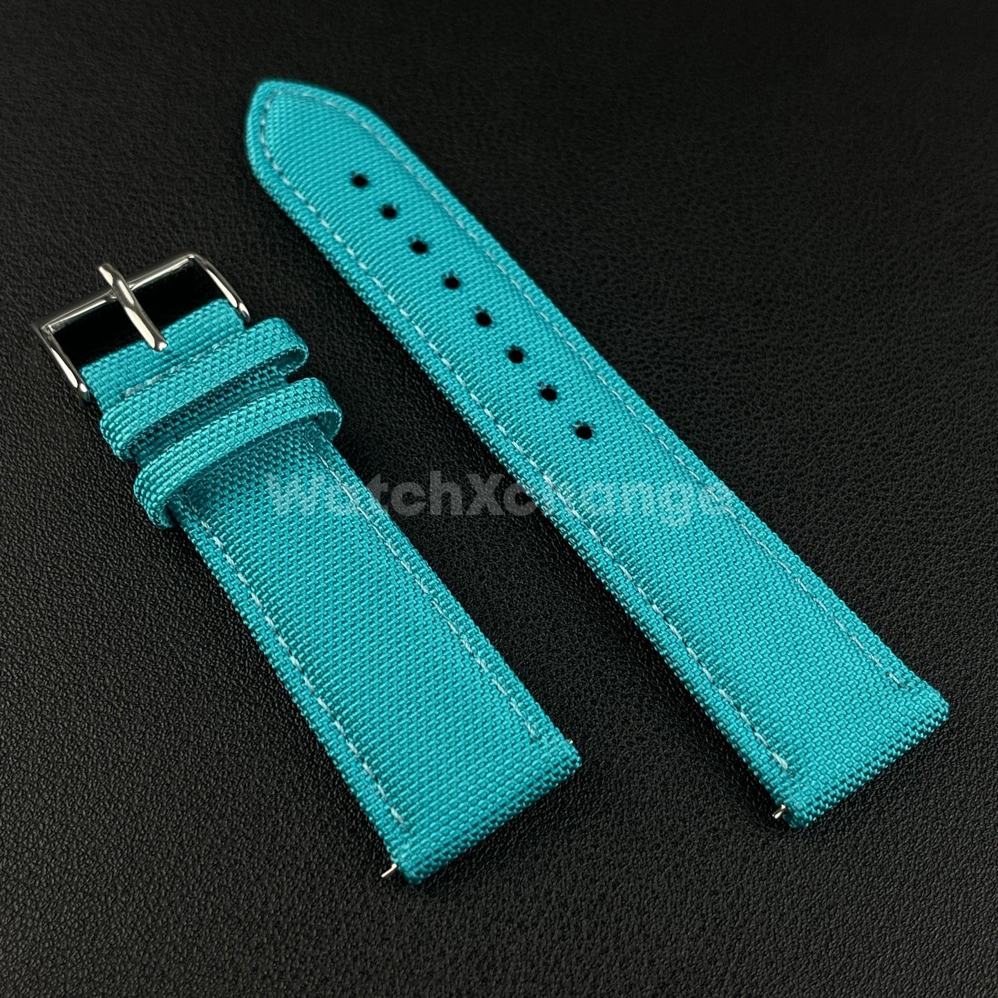 Teal Blue Watch Strap Band Nylon Canvas Sailcloth Quick Release 20mm 22mm 24mm