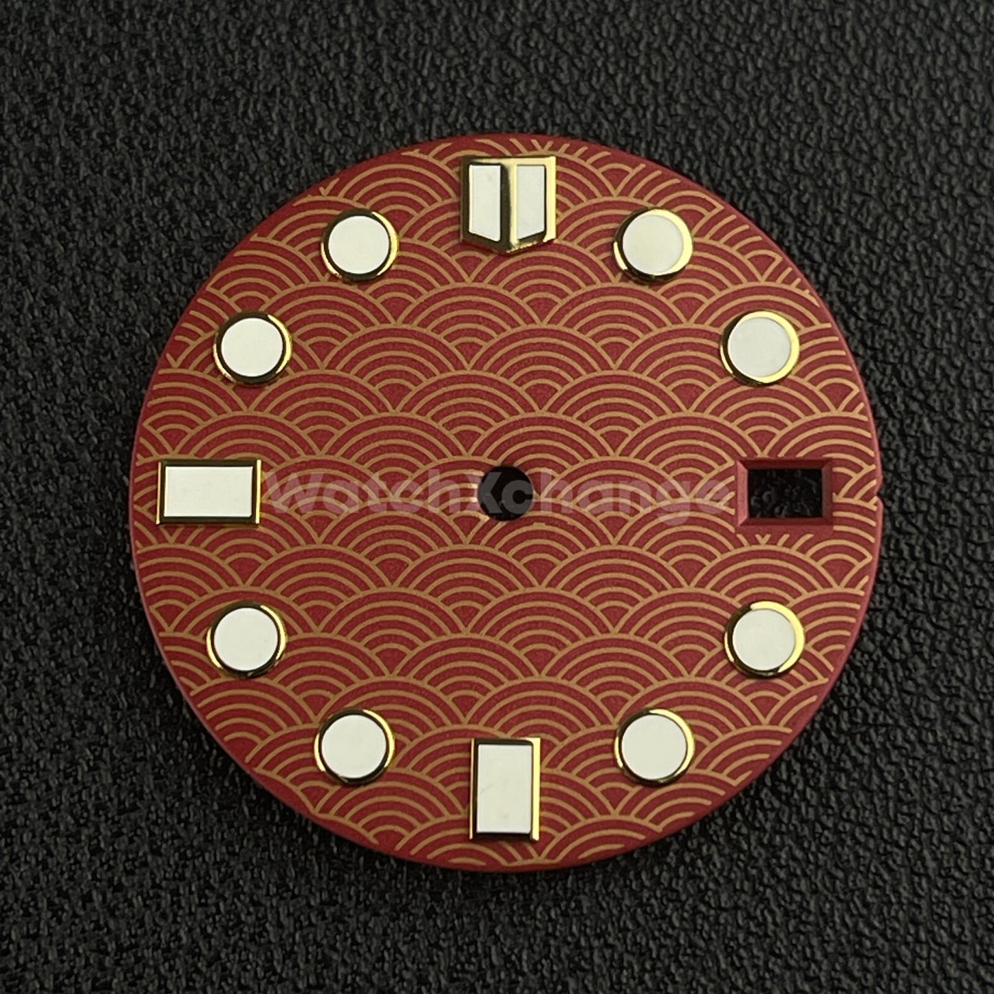 28.5mm Red & Gold Wave Fishscale Watch Dial Face for SEIKO NH35 NH36 Movement