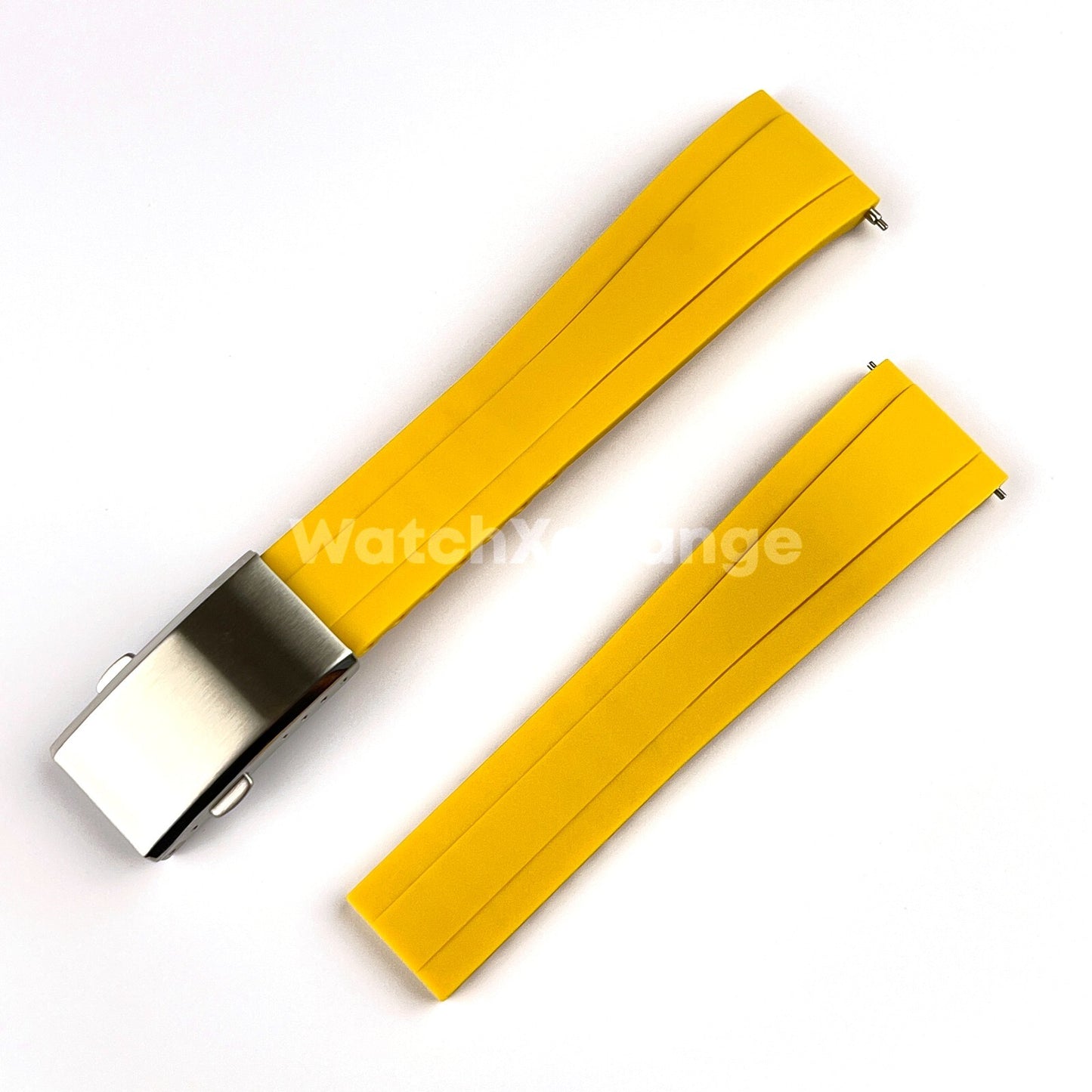 Yellow Rubber Watch Strap Deployment Clasp Cut To Size Quick Release 20mm 22mm