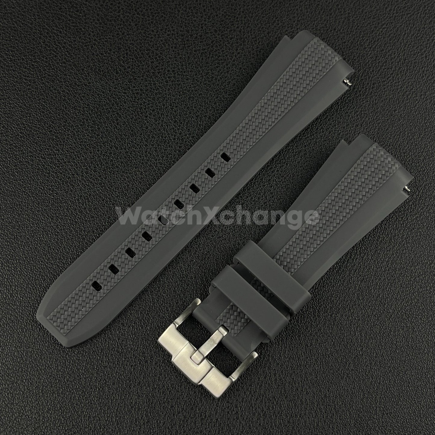 Dark Grey 20mm Silicone Rubber Curved End Watch Strap Band For Omega Rolex
