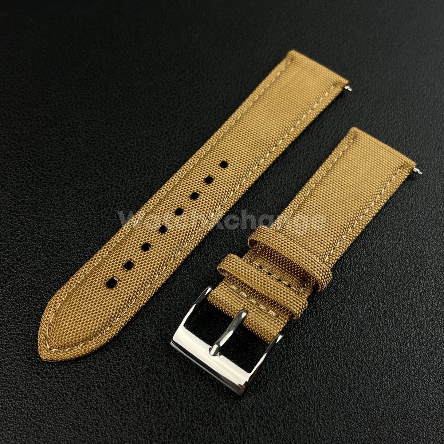 Brown Watch Strap Band Nylon Canvas Sailcloth Quick Release 20mm 22mm 24mm