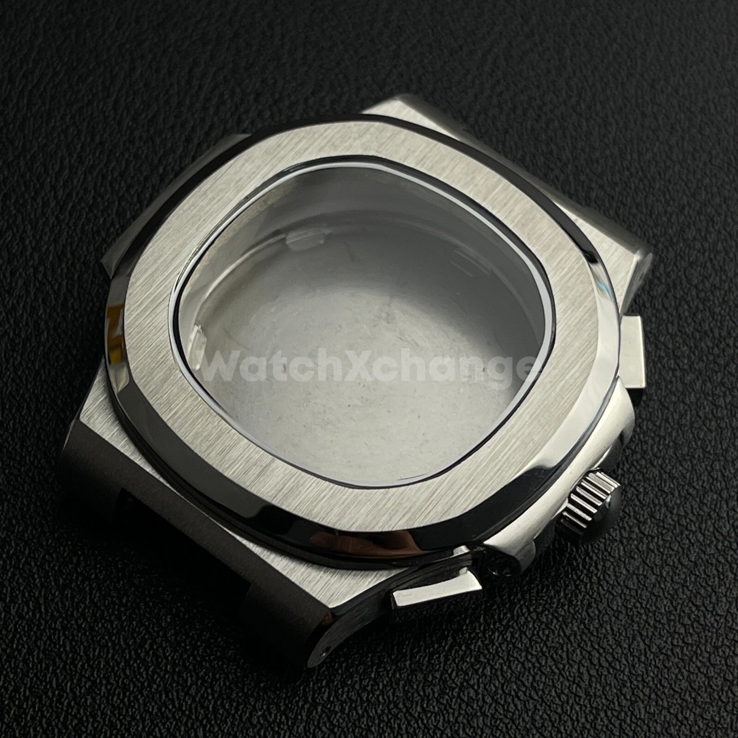 40mm Silver Stainless Steel Watch Case with Strap for VK63 Quartz Movement