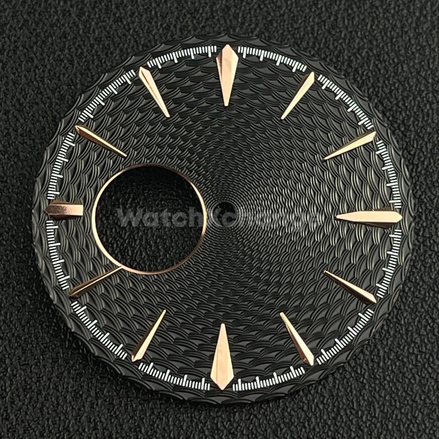 35mm Black & Rose Gold Cocktail Texture Watch Dial Face For Seiko NH38 Movement
