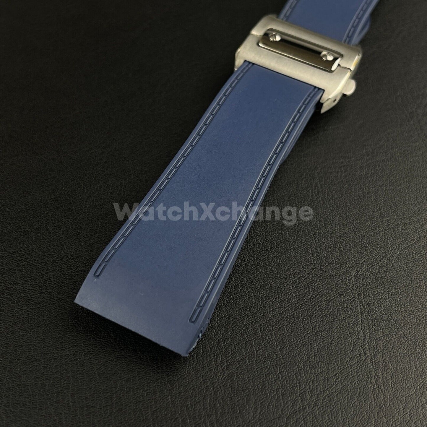 Blue Silicone Rubber Diver Strap Band for Cartier Santos 100 XL Large 23mm 25mm