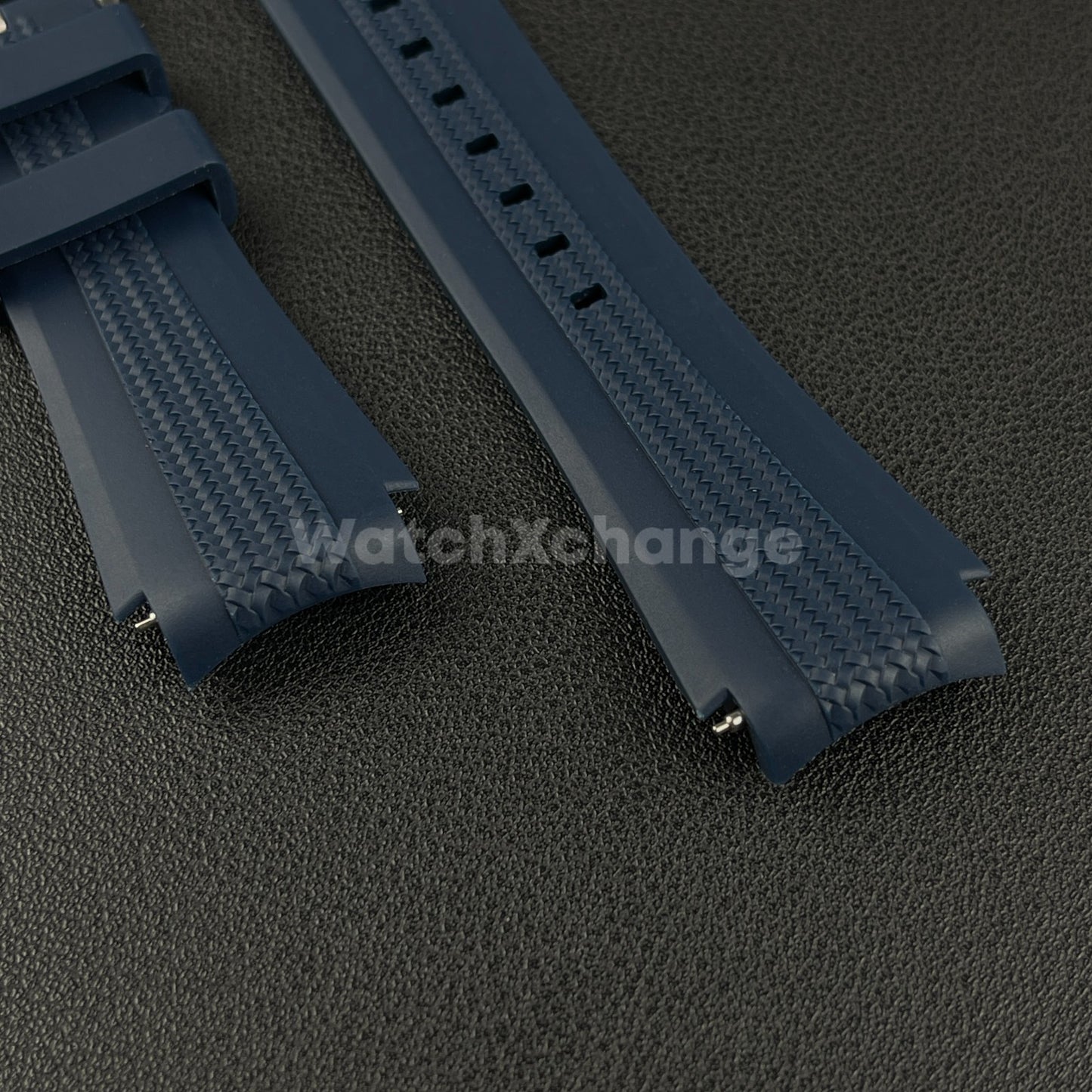 Navy Blue 20mm Silicone Rubber Curved End Watch Strap Band For Omega Rolex