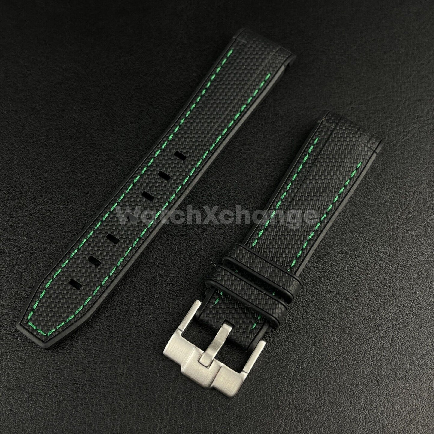 Black 20mm Silicone Rubber Curved End Watch Strap Band For Omega Rolex