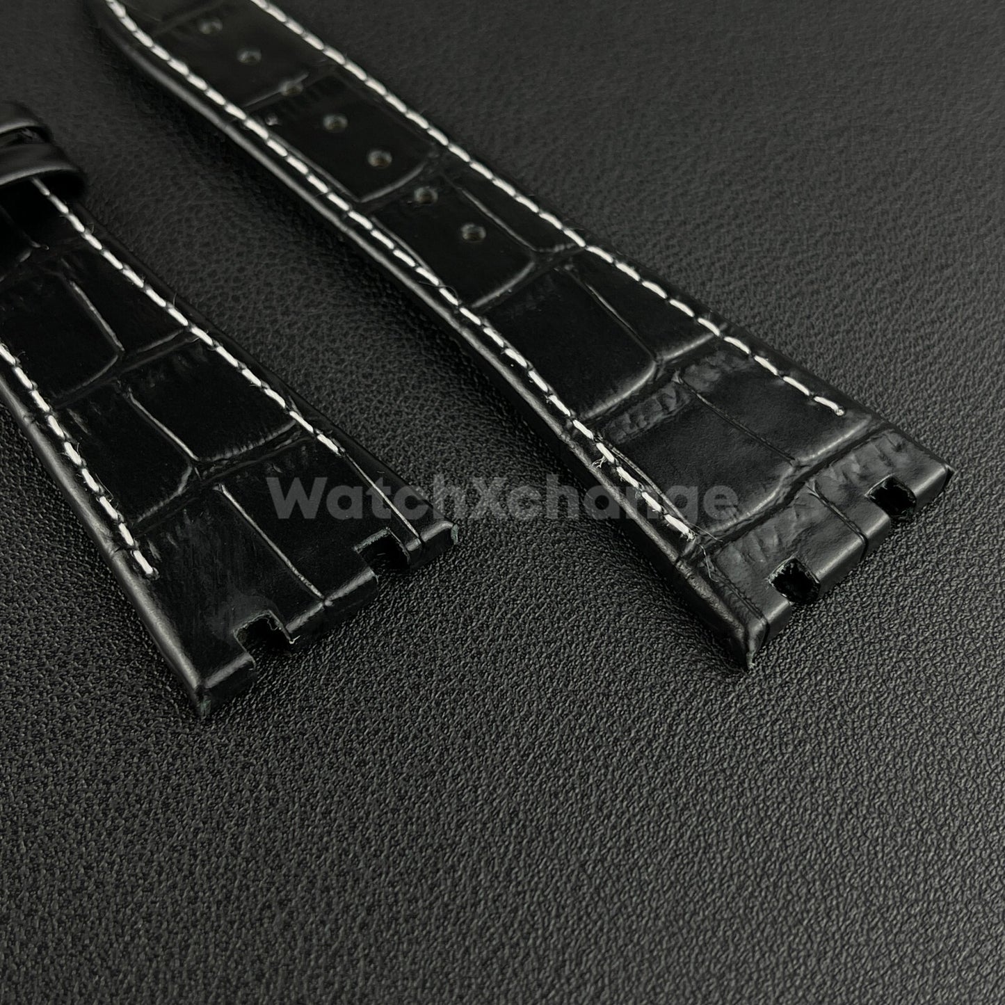 Black Leather Watchband For Audemars Piguet Royal Oak Offshore 15400 AP Strap