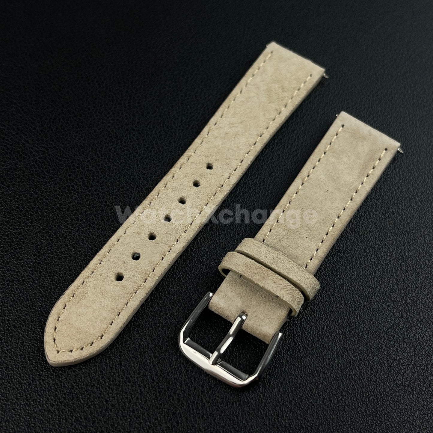 Beige Watch Strap Suede Leather Premium Quick Release Band 18 19 20 22mm