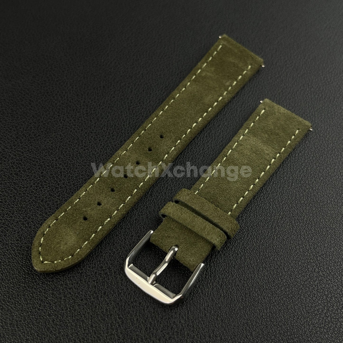 Green Watch Strap Suede Leather Premium Quick Release Band 18 19 20 22mm