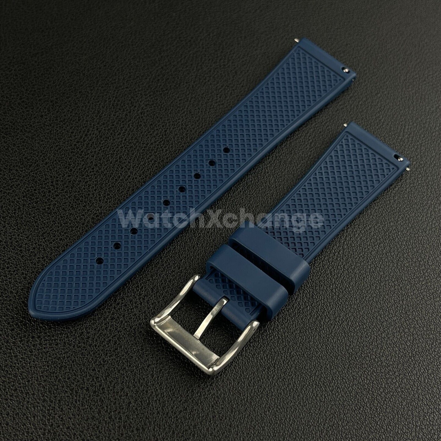 Blue Premium Silicone FKM Rubber Watch Strap Band 20mm 22mm Quick Release