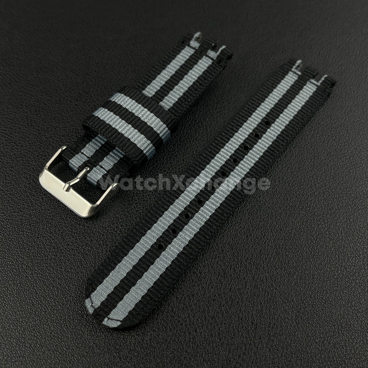 Black & Grey Nylon Strap For Swatch Canvas Watch Band Sport Wristband 17/19/20mm