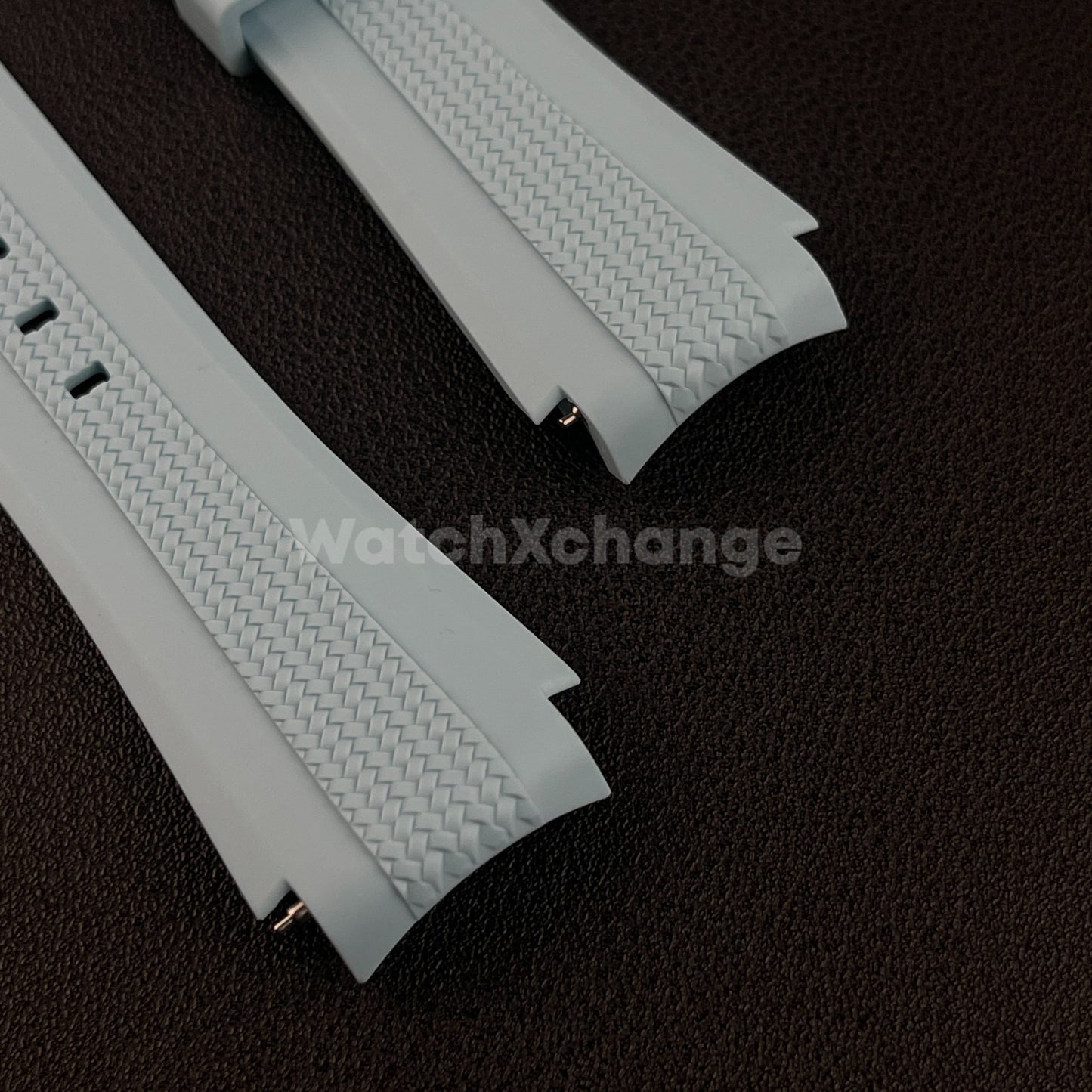 Light Blue 20mm Silicone Rubber Curved End Watch Strap Band For Omega Rolex