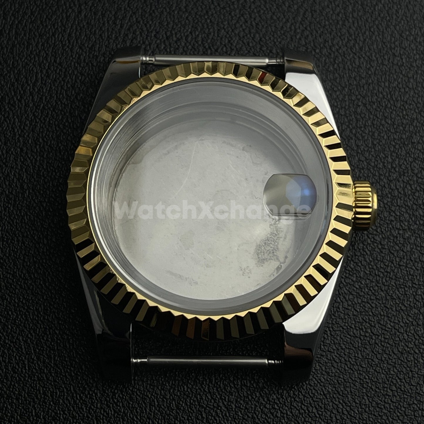 39mm Silver & Gold Watch Case Fluted Modified Sapphire for NH35/NH36 Movement