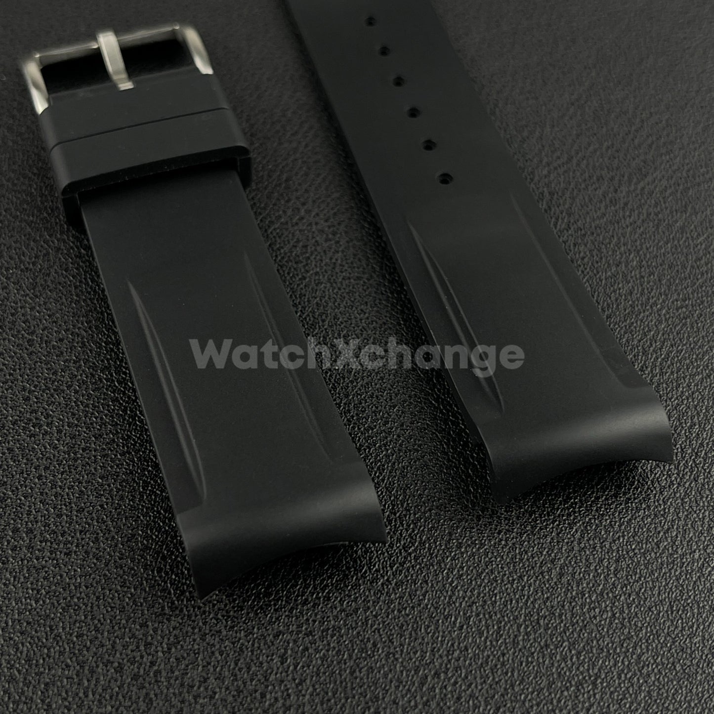 Black 20mm Silicone Rubber Curved End Watch Strap Band For Omega Rolex