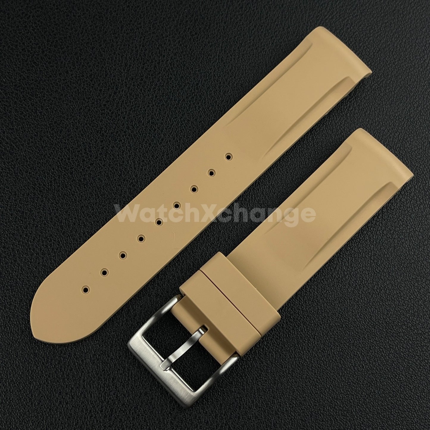 Brown 20mm Silicone Rubber Curved End Watch Strap Band For Omega Rolex