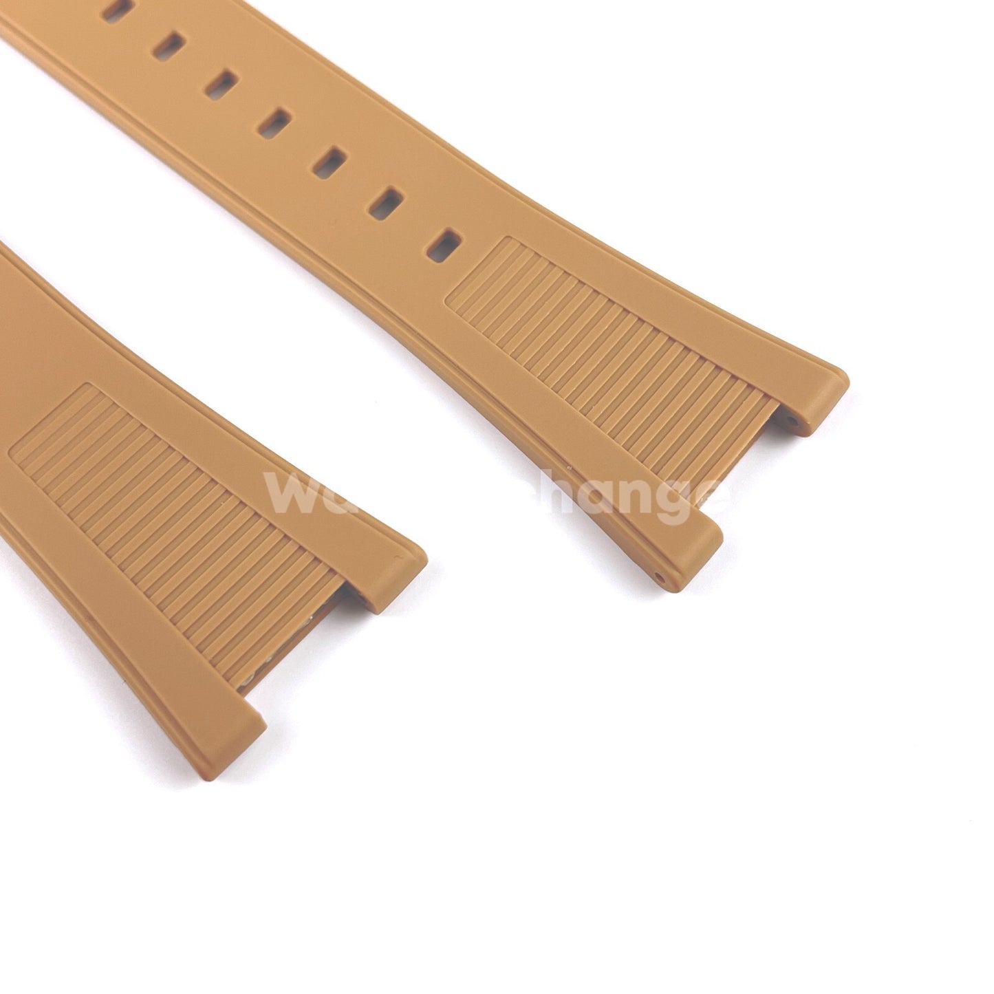 Light Brown Tan 25*12mm Rubber Watch Strap For Patek Phillip Nautilus 5711 5712