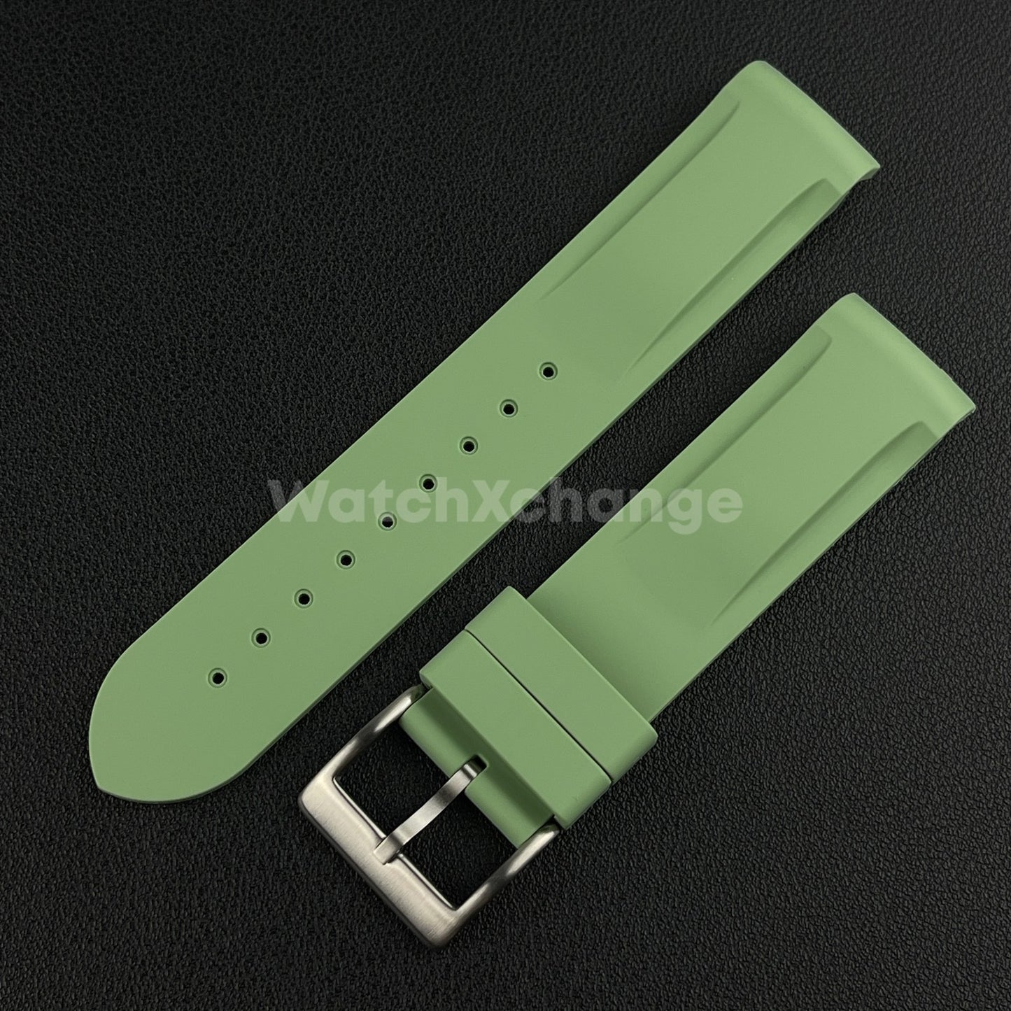 Green 20mm Silicone Rubber Curved End Watch Strap Band For Omega Rolex