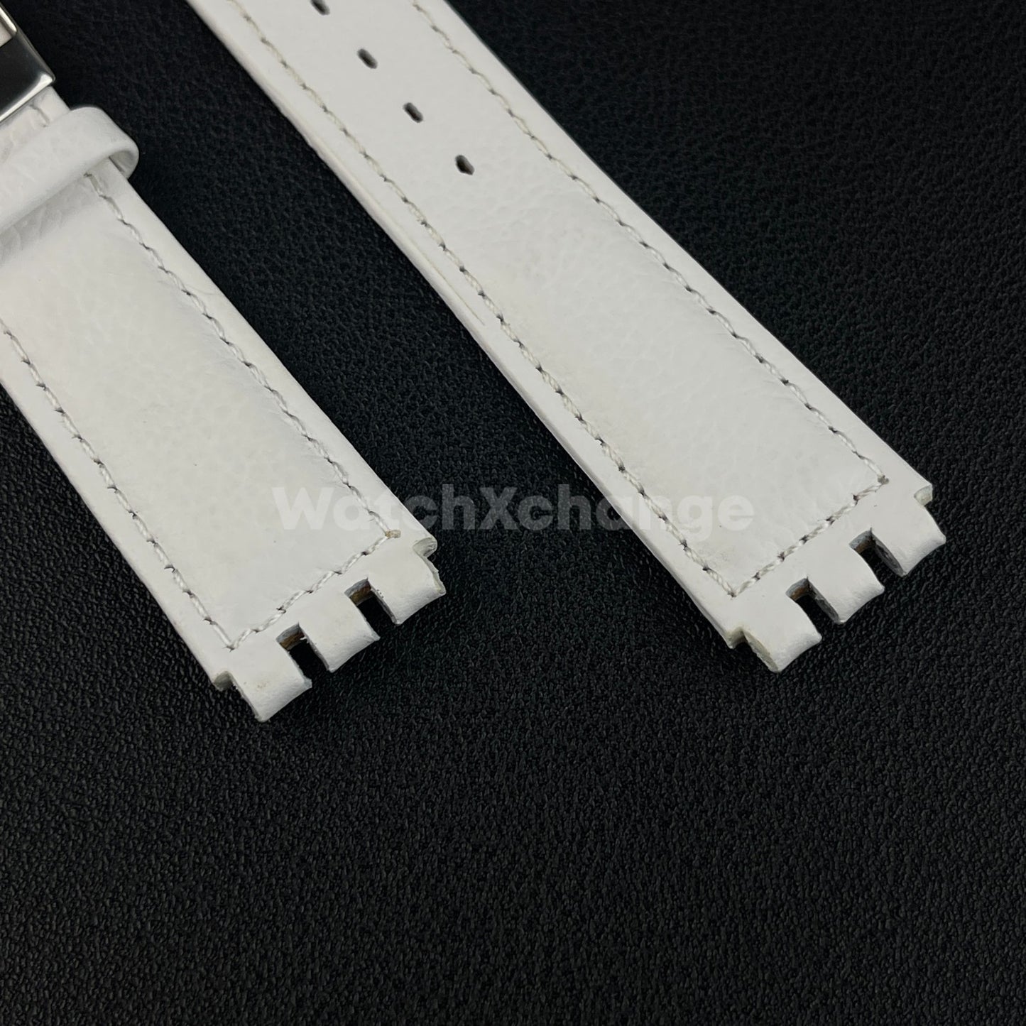 White Genuine Leather Watch Band Strap 17mm for SWATCH YCS YAS YGS