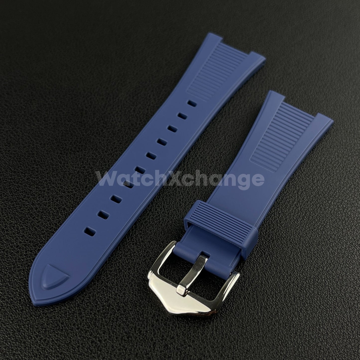 Blue 25*12mm Silicone Rubber Watch Strap For Patek Phillip Nautilus 5711 5712