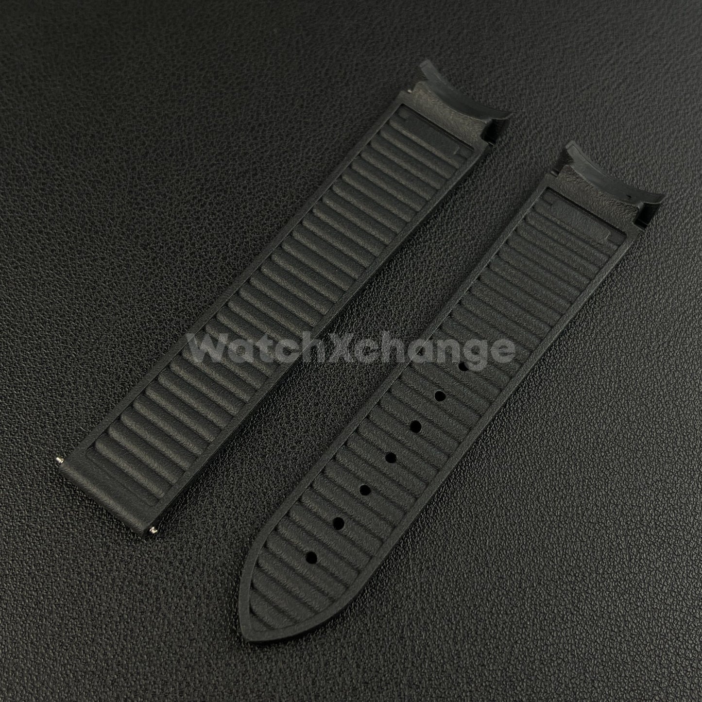 Black Omega Seamaster 41mm 300M Silicone Rubber Curved End Strap 20mm