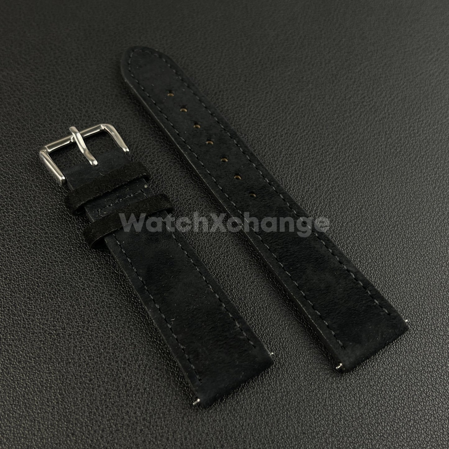 Black Watch Strap Suede Leather Premium Quick Release Band 18 19 20 22mm