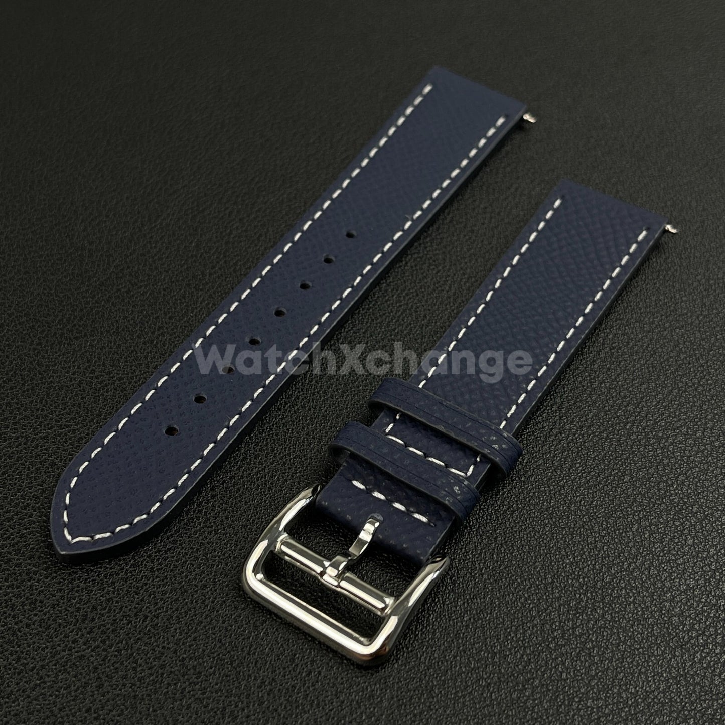 Blue Universal Quick Release Genuine Leather Watch Strap Band 18mm 20mm 22mm