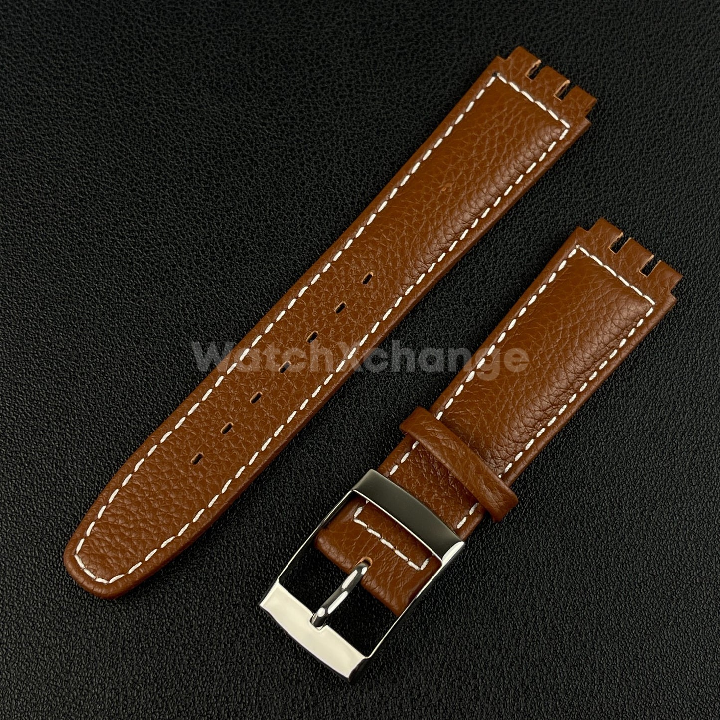 Brown Genuine Leather Watch Band Strap 17mm for SWATCH YCS YAS YGS