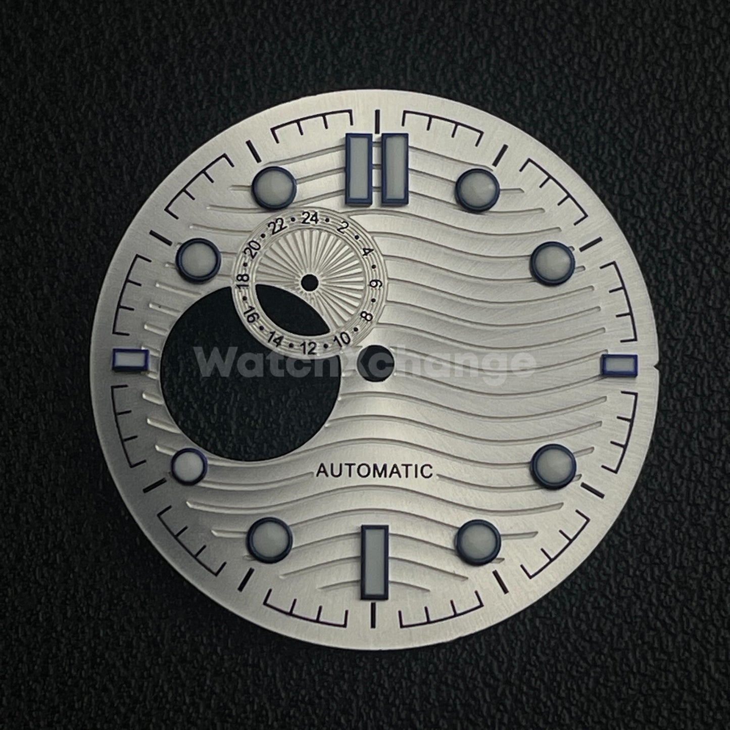31mm Silver & Blue Watch Dial Water Wave Print for SEIKO NH39 Movement