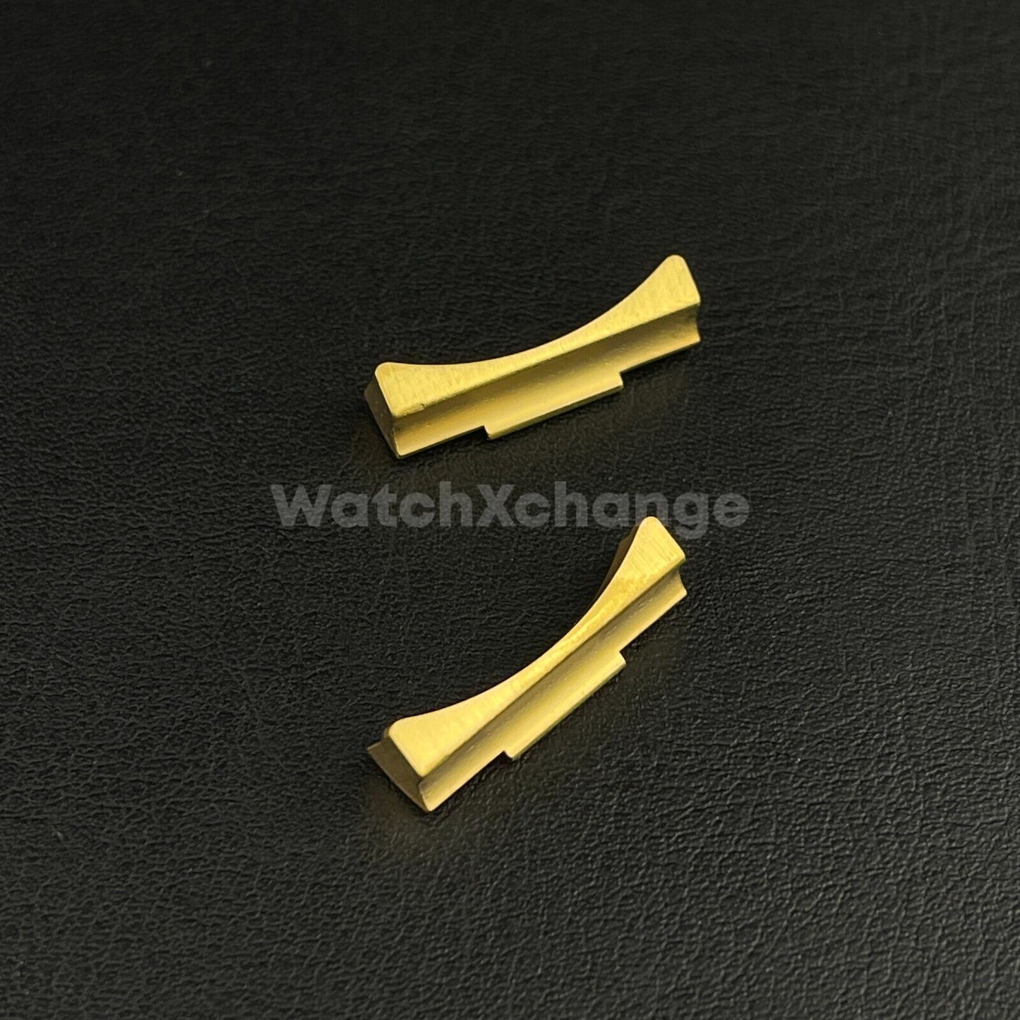 Gold 21mm Curved End Links Steel Watch Band Strap Bracelet Two Tone