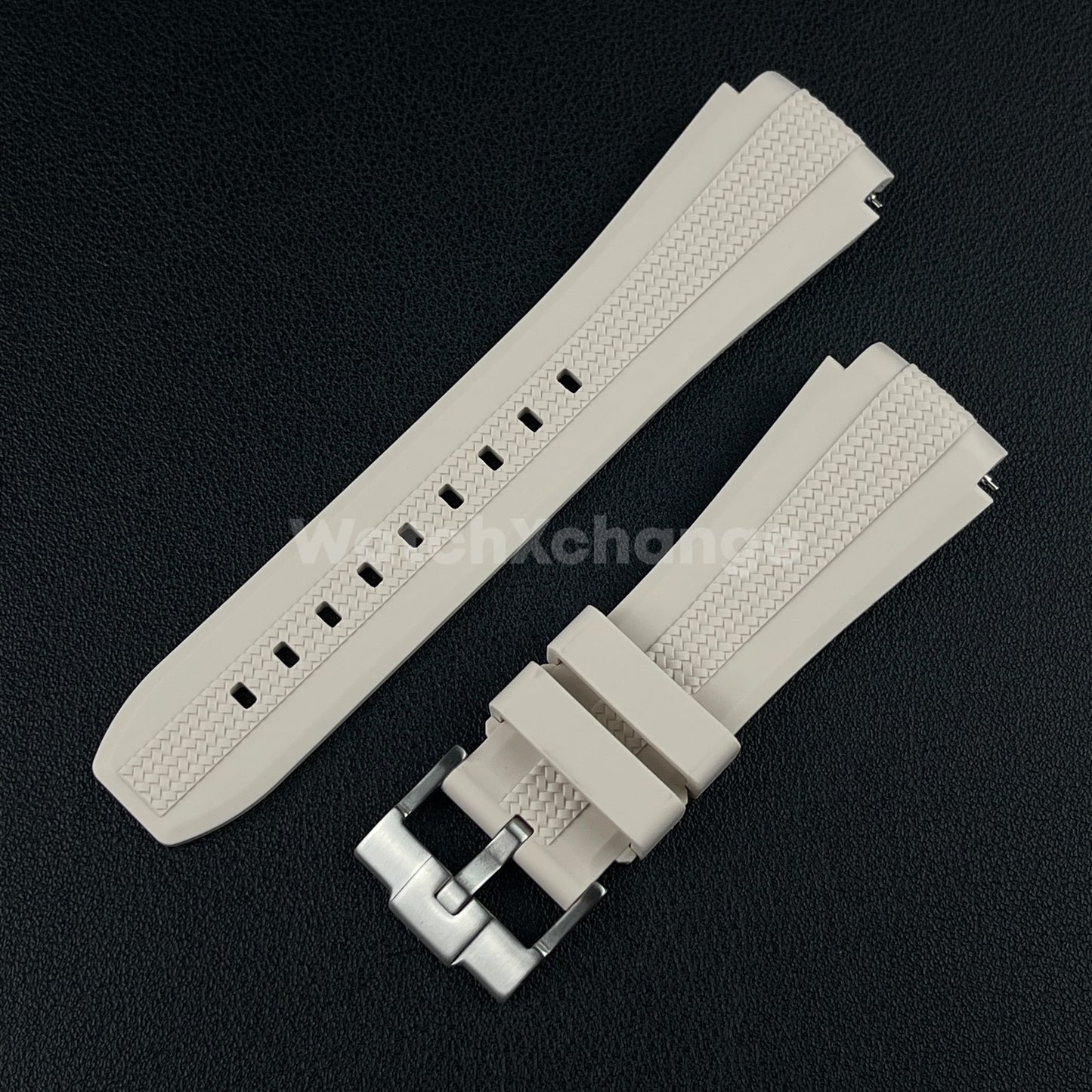 Light Beige 20mm Silicone Rubber Curved End Watch Strap Band For Omega Rolex