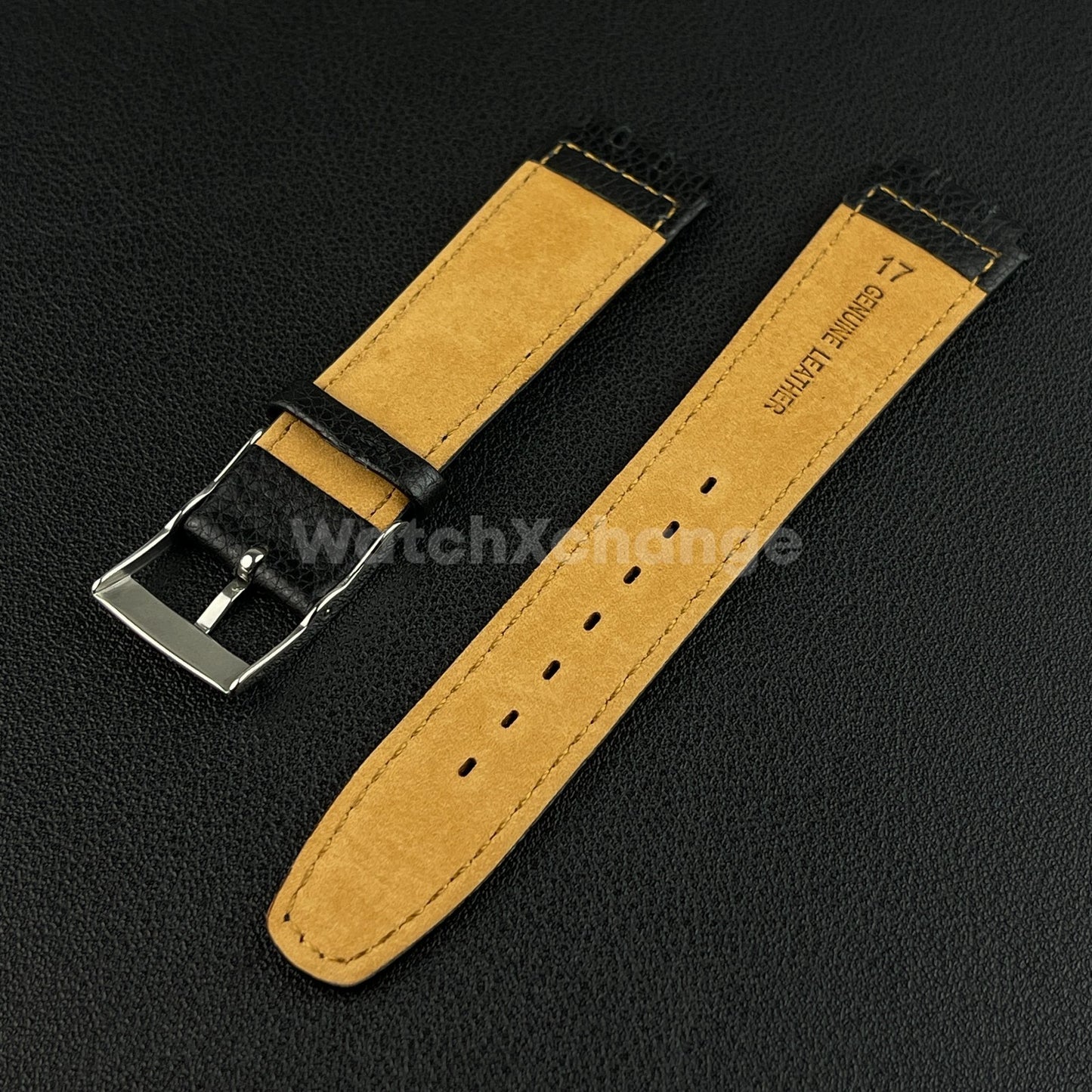 Black Genuine Leather Watch Band Strap 17mm for SWATCH YCS YAS YGS
