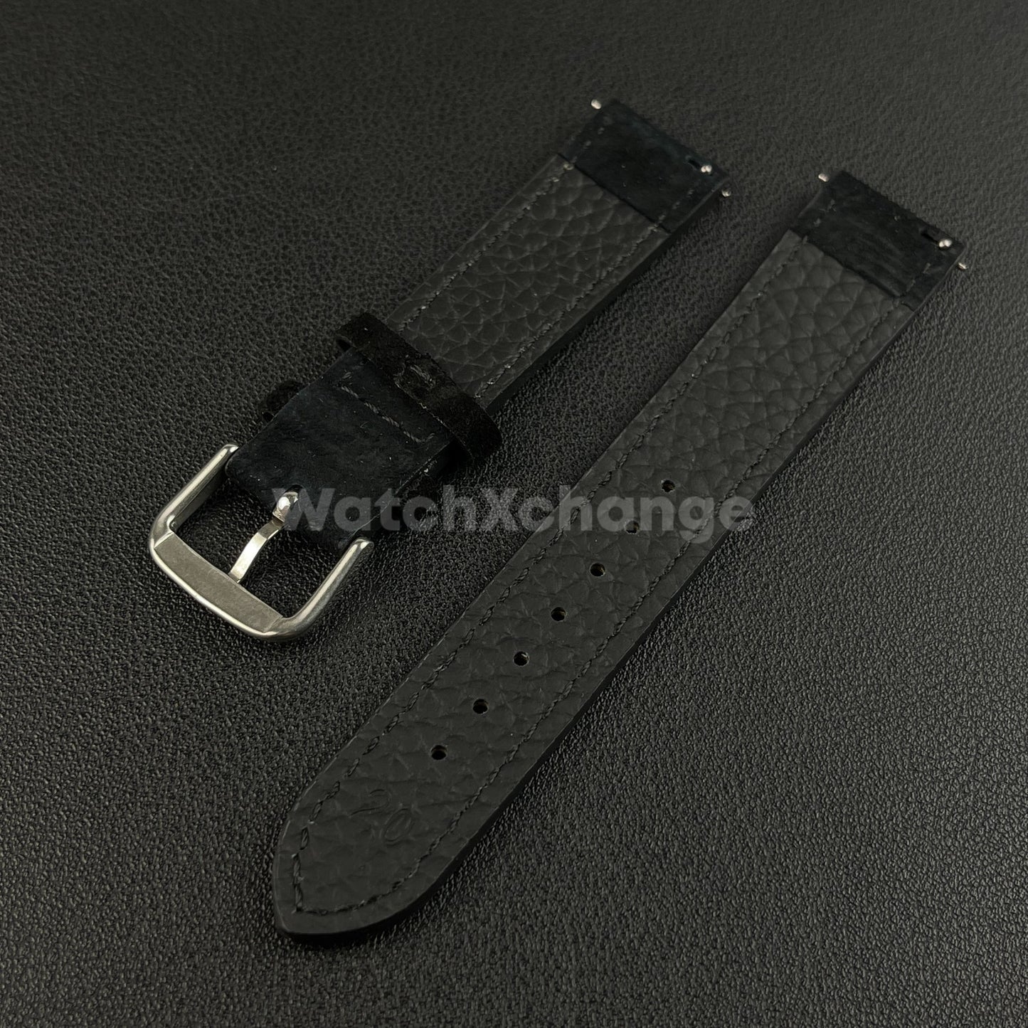 Black Watch Strap Suede Leather Premium Quick Release Band 18 19 20 22mm
