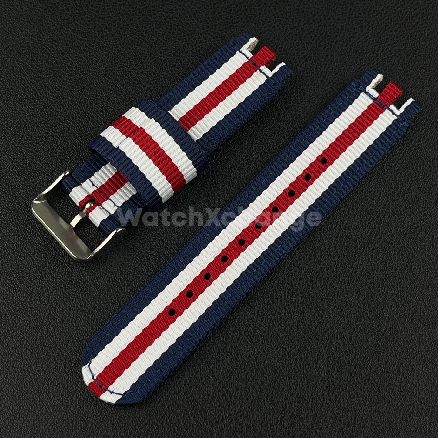 Blue Red White For Swatch Canvas Watch Band Sport Wristband 17/19/20mm