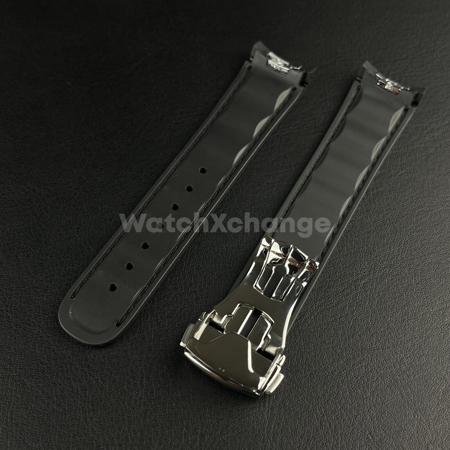 Black Yellow Silicone Rubber Watch Strap For Omega Seamaster Aqua Terra 19/20mm