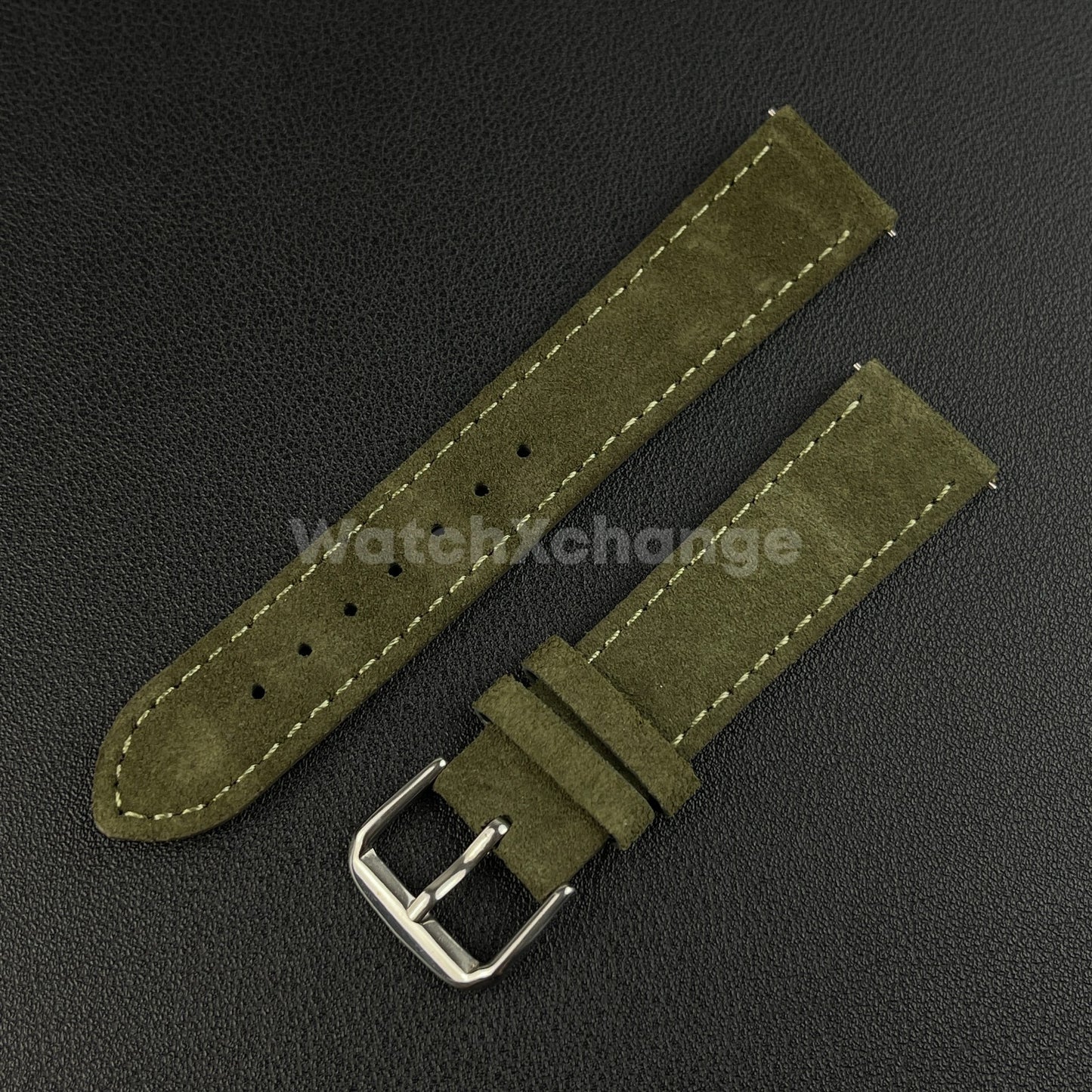 Green Watch Strap Suede Leather Premium Quick Release Band 18 19 20 22mm