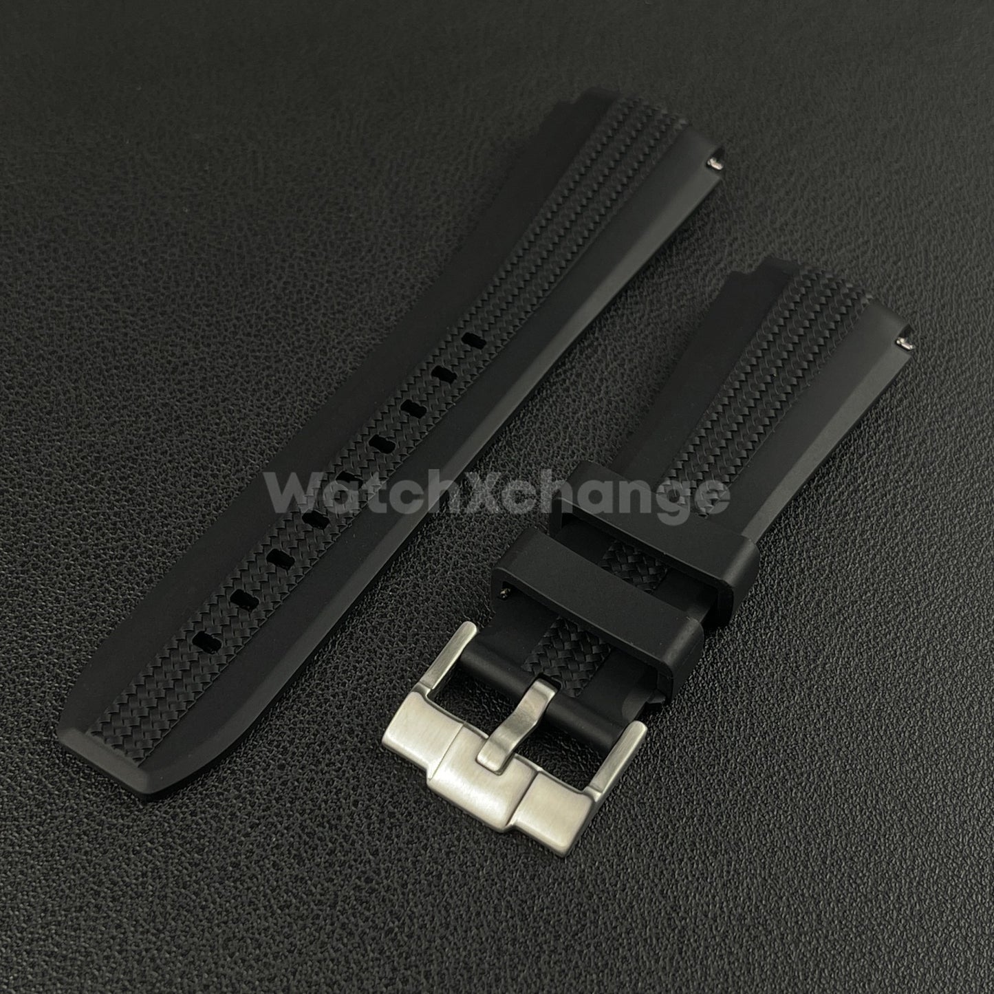 Black 20mm Silicone Rubber Curved End Watch Strap Band For Omega Rolex