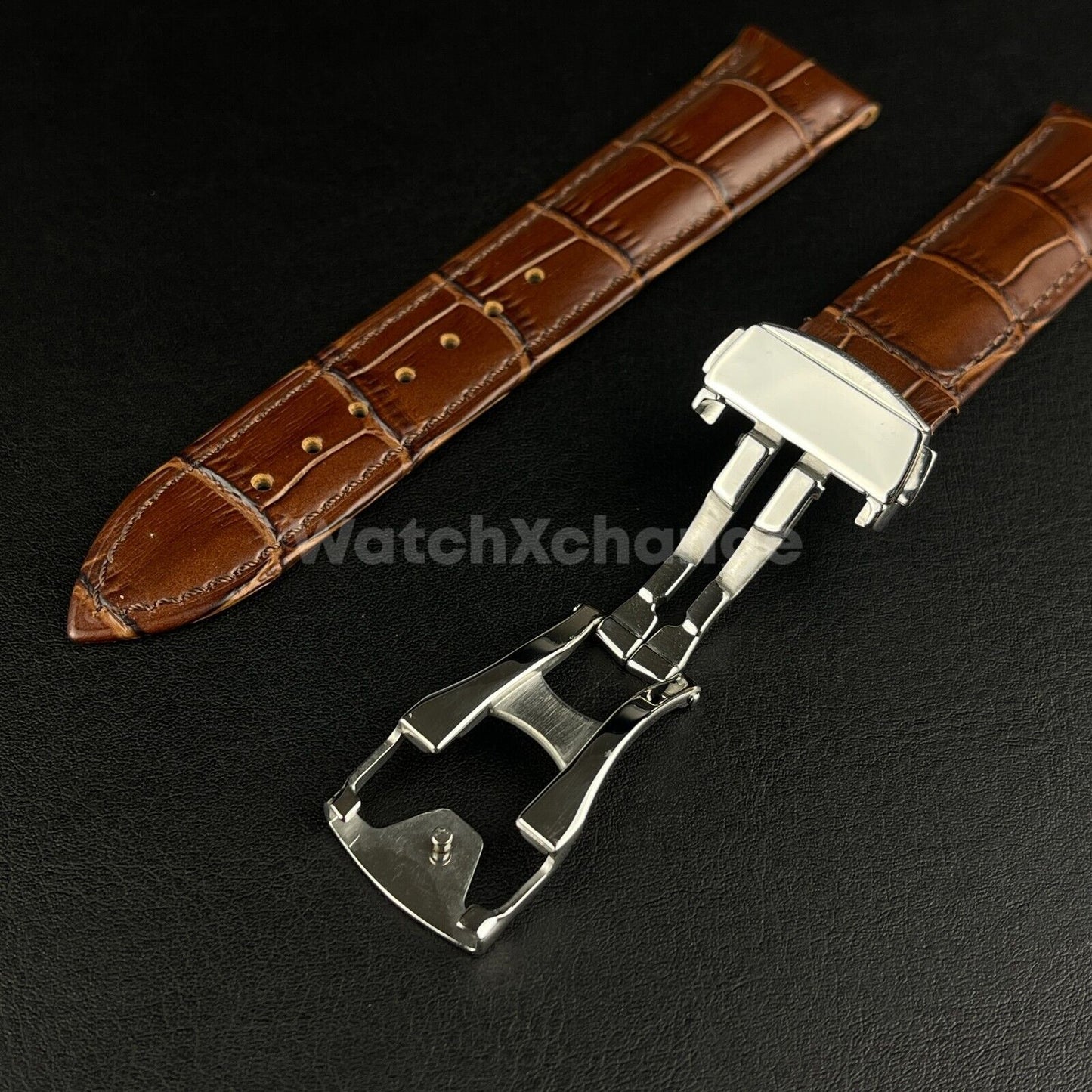 For Omega Brown Genuine Leather Watch Strap With Silver Clasp Buckle 20mm 22mm