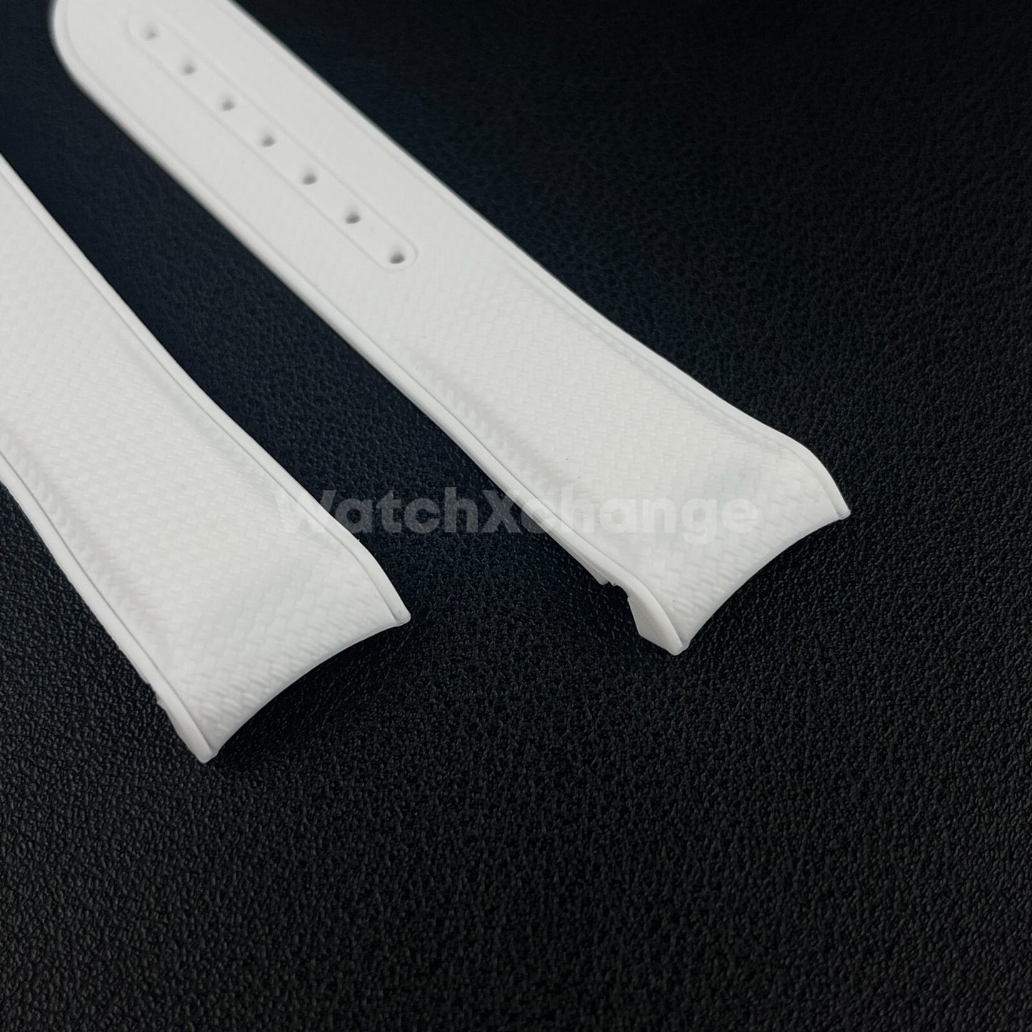 White Curved End Silicone Rubber Watch Strap For Omega Seamaster 20mm