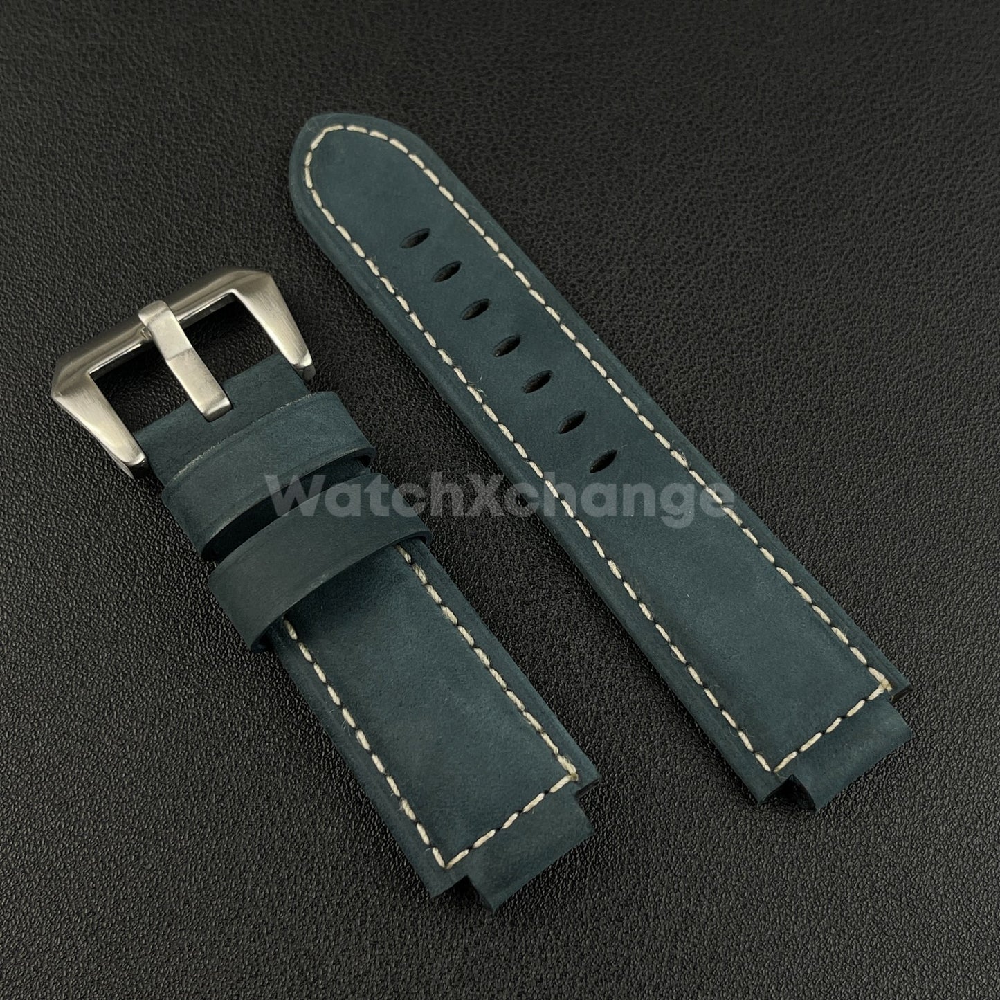 Blue Suede Leather Watch Strap for Timex Tidal Compass T2N72 T2N720 14mm 16mm