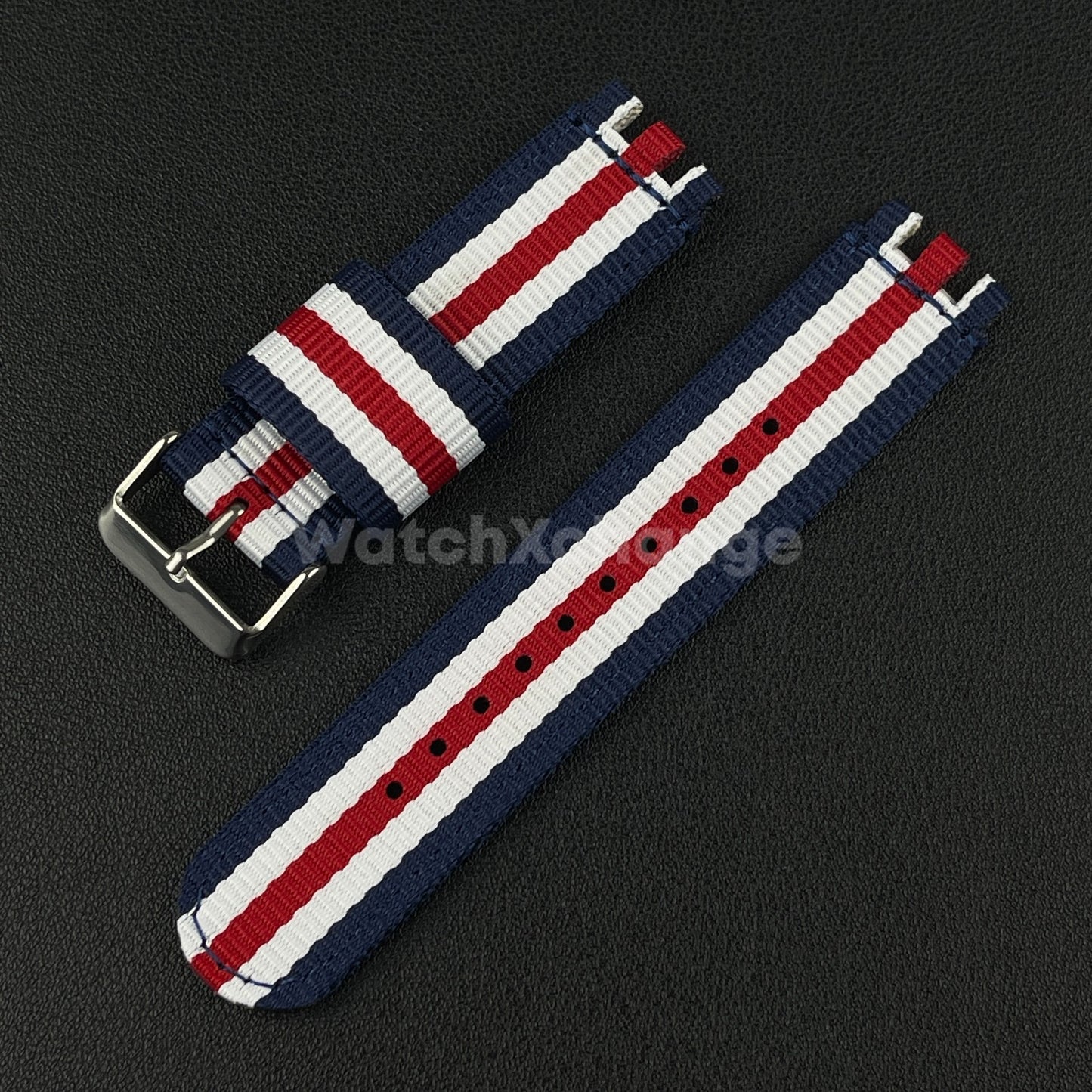 Blue Red White For Swatch Canvas Watch Band Sport Wristband 17/19/20mm