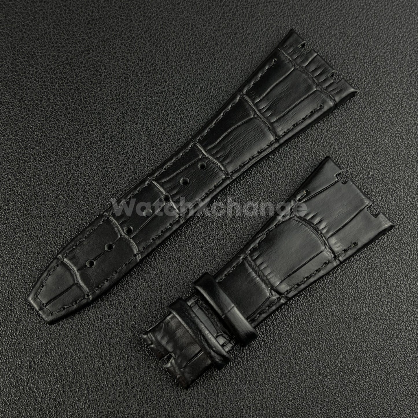 Black Leather Watchband For Audemars Piguet Royal Oak Offshore 15400 AP Strap